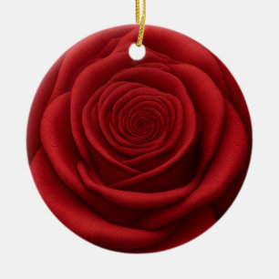 Ceramic Ornament - Red Rose Flower