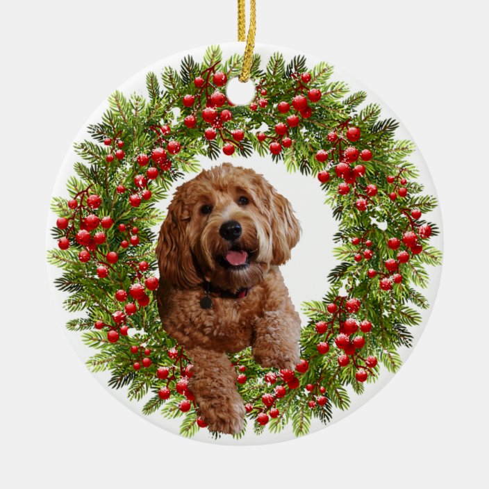 Ceramic Ornament w/ golden doodle