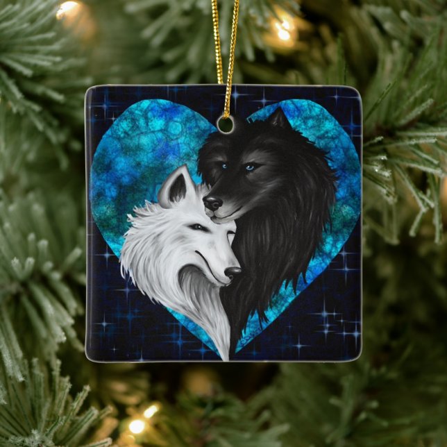 Ceramic Ornament - Wolf Heart (Tree)