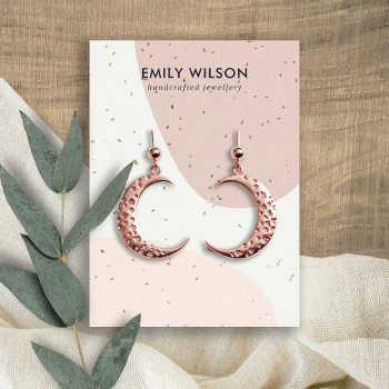 Ceramic Peach Pink Blush Wave Stud Earring Display Business Card by JustJewelryDisplay at Zazzle