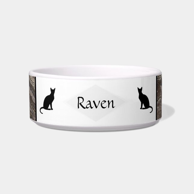 Ceramic Pet Bowl with cats Brown Marble - HAMbWG (Front)