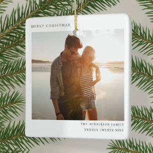 Ceramic Photo Ornament   Minimal Christmas Couple