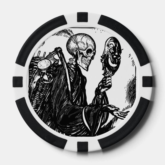 Ceramic Poker Chips, Dark Blue Solid Edge Poker Chips (Front)