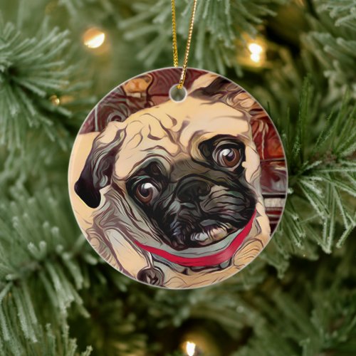 Ceramic Pug Ornament