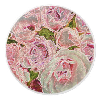 Ceramic Pull - Pink & White Classic Roses
