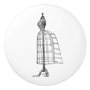 Ceramic Pull - Vintage Sewing Theme, Mannequin