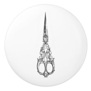 Ceramic Pull - Vintage Sewing Theme, Scissor