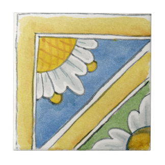Ceramic quarter tile Traditionl Sicilian blue gold
