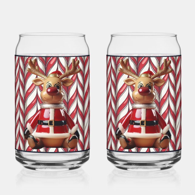 Ceramic Reindeer Soda Glass (Front)