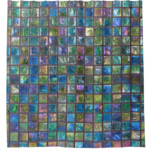 Ceramic Shiny Multicolor Tiles Shower Curtain