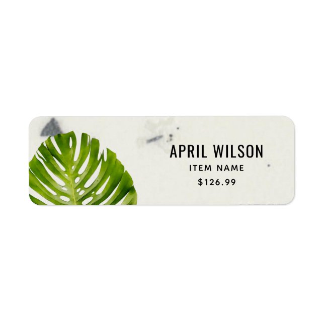 CERAMIC STONE GREEN MONSTERA LEAF FOLIAGE PRICE LABEL (Front)