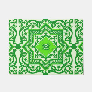 Ceramic Style Azulejo Vintage Monogram Ornament Doormat