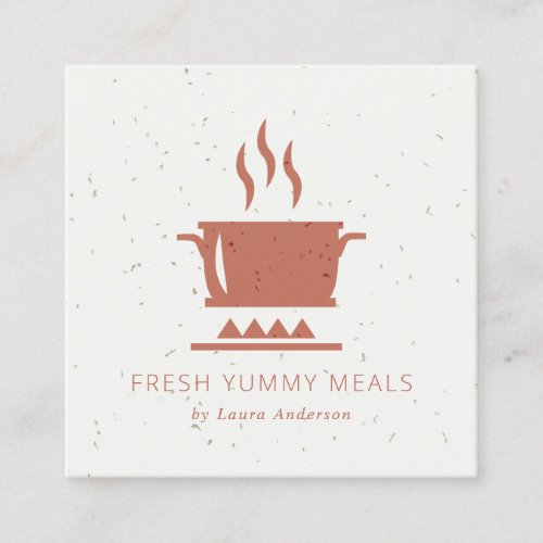 CERAMIC TERRACOTTA RUST POT MEAL CHEF CATERING SQUARE BUSINESS CARD
