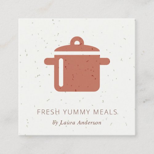CERAMIC TERRACOTTA RUST POT MEAL CHEF CATERING SQUARE BUSINESS CARD