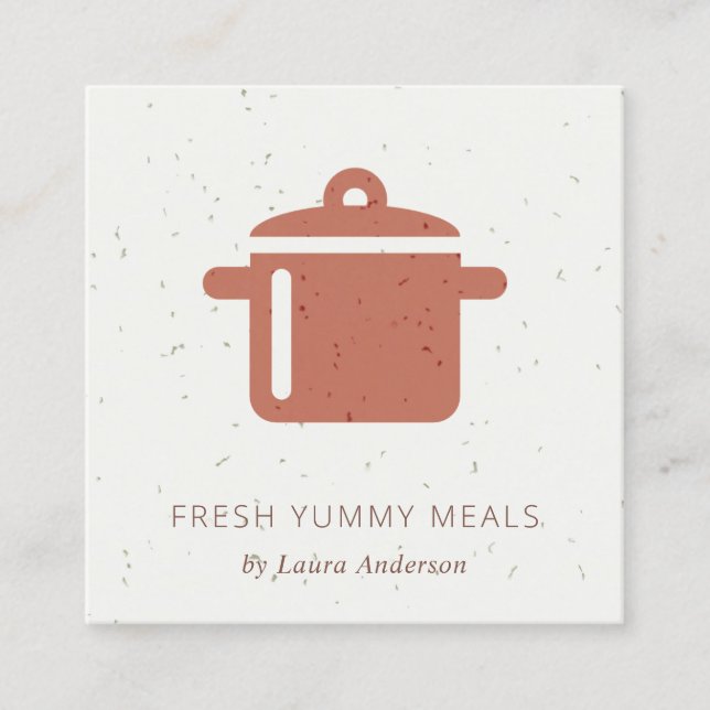 CERAMIC TERRACOTTA RUST POT MEAL CHEF CATERING SQUARE BUSINESS CARD (Front)
