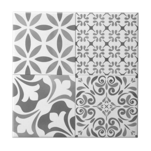 Ceramic Tile - 4 in 1 Shades of Grey (Front)