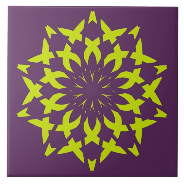 Ceramic Tile, An elegant maroon & green design  Ceramic Tile (Front)