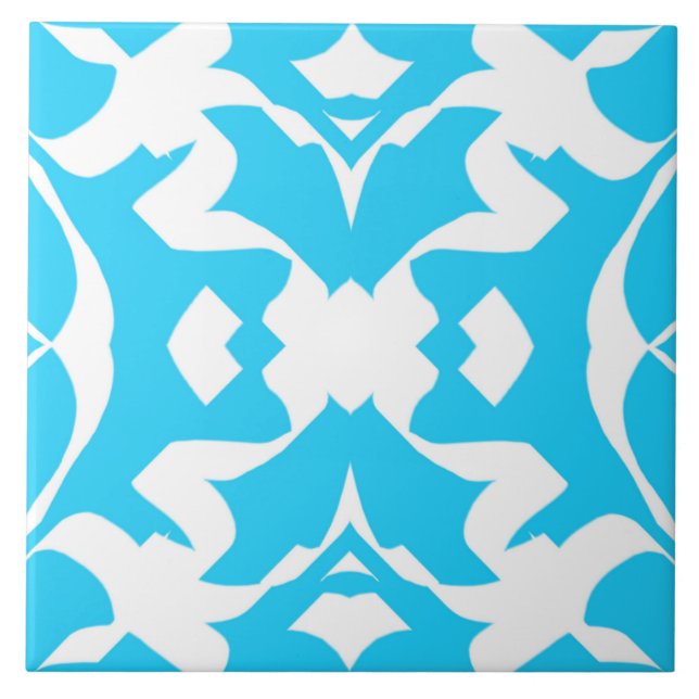 Ceramic Tile, An elegant teal and white design  Ce Ceramic Tile (Front)