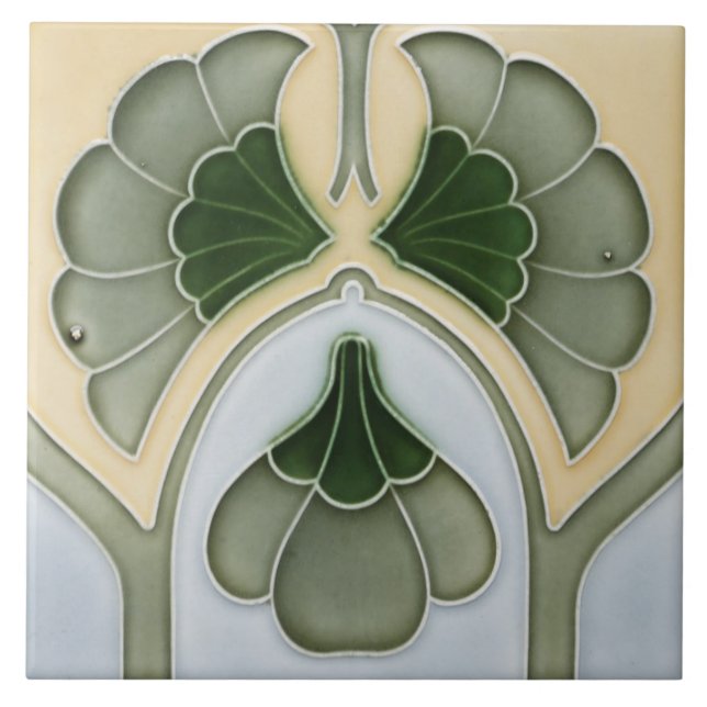 Ceramic Tile - Antique Art Nouveau Floral Border (Front)