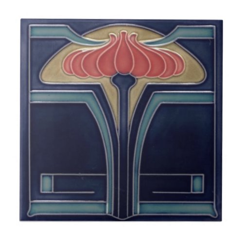 Ceramic Tile _ Antique Looking Floral Art Nouveau