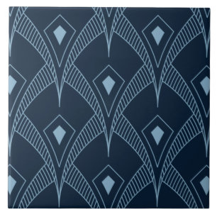 Ceramic Tile - Art Deco Fan Design Blue Design 2