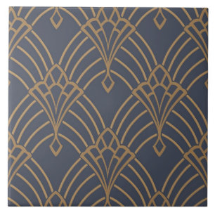 Ceramic Tile - Art Deco Fan Design Gold