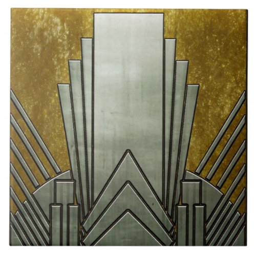 Ceramic Tile _ Art Deco Gray and Gold