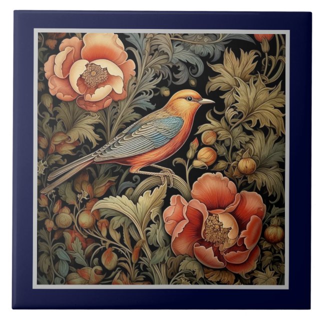 Ceramic Tile - Art Nouveau Bird Design (Front)