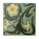 Ceramic Tile - Art Nouveau Daffodils 3<br><div class="desc">Decorative ceramic wall tile for your home or on the lid of a wooden keepsake box.</div>