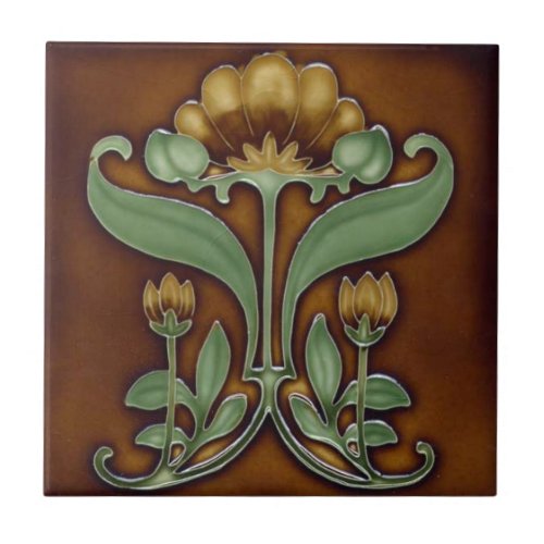 Ceramic Tile _ Art Nouveau Floral Reproduction 