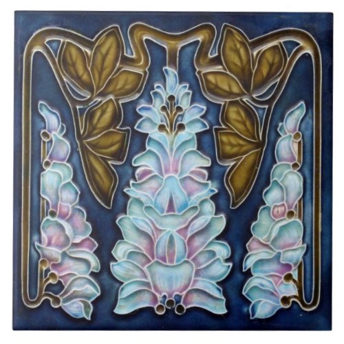 Ceramic Tile _ Art Nouveau Foxglove Flowers