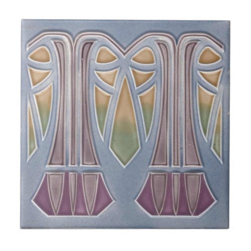 Ceramic Tile _ Art Nouveau Pineapple Tree Lilac