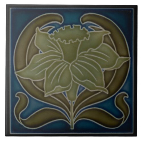 Ceramic Tile _ Art Nouveau Single Daffodil