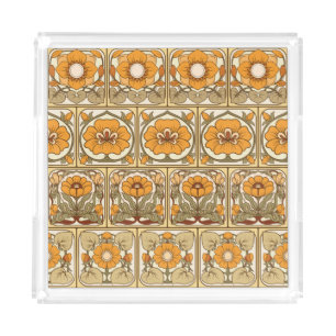 Ceramic Tile: Art Nouveau Style. Acrylic Tray