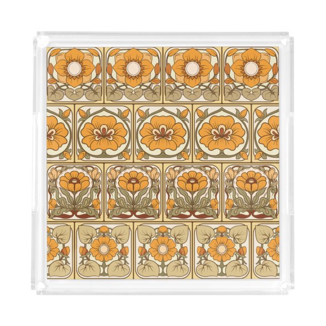 Ceramic Tile: Art Nouveau Style. Acrylic Tray (Front)