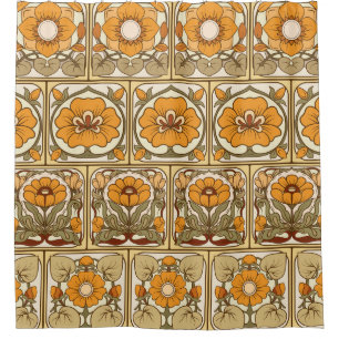 Ceramic Tile: Art Nouveau Style. Shower Curtain