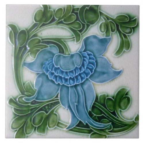 Ceramic Tile _ Art Nouveau Vintage Looking Floral 