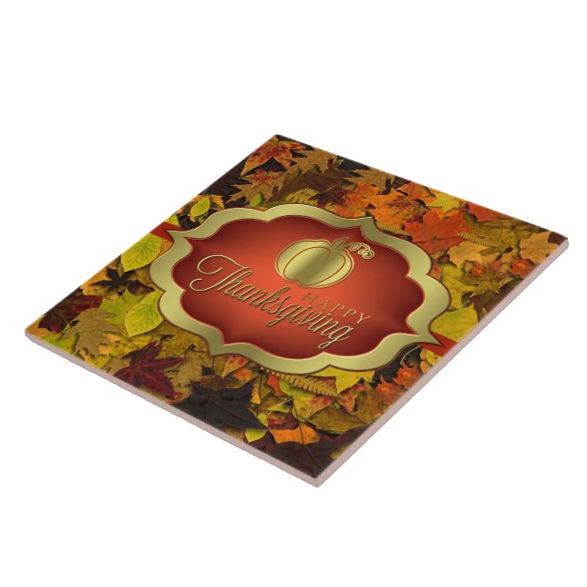 Ceramic Tile - Autumnal Happy Thanksgiving (Side)