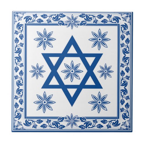 Ceramic Tile Azulejo in Portuguese and Jewish Ceramic Tile