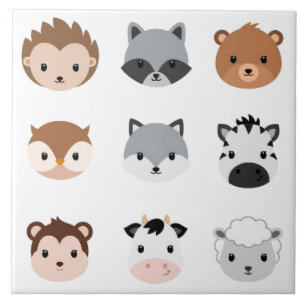 Ceramic tile - Baby Animal Heads 2