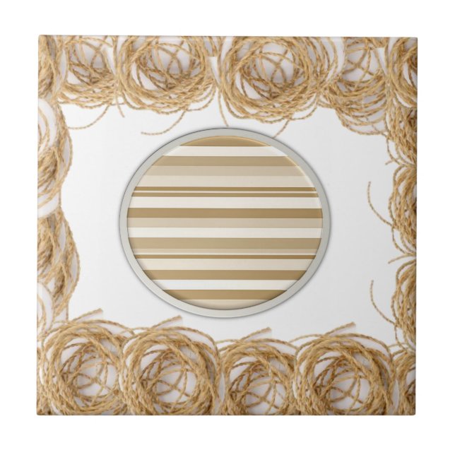 Ceramic Tile  Beige Rope Stripe (Front)