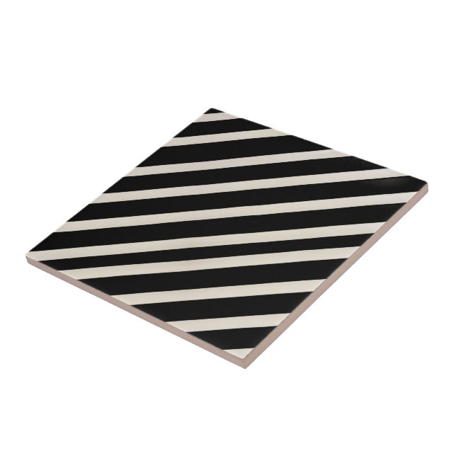 Ceramic Tile Black and Beige Stripe (Side)
