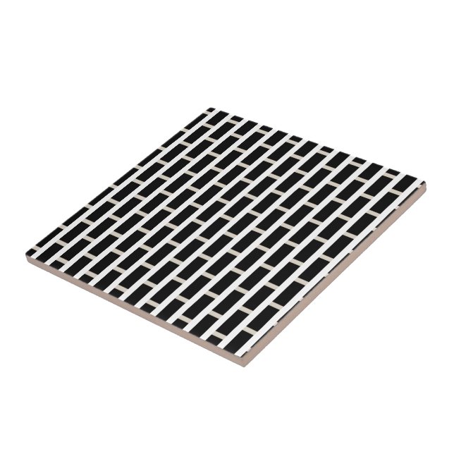 Ceramic Tile Black and Beige Stripe (Side)