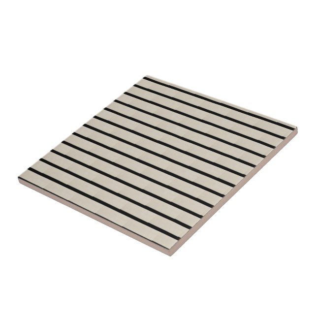 Ceramic Tile Black and Beige Stripe (Side)
