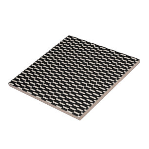 Ceramic Tile Black and Beige Stripe Square