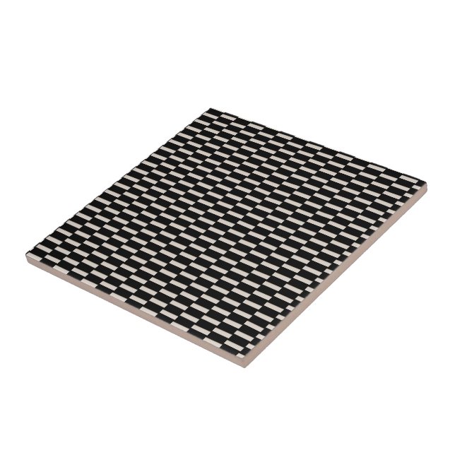 Ceramic Tile Black and Beige Stripe Square (Side)