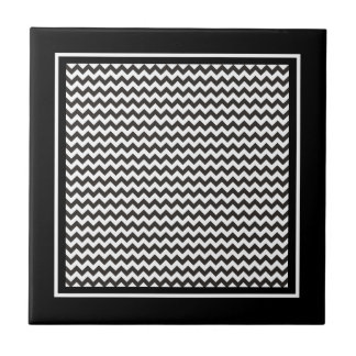 Ceramic Tile, Black and White Chevron Pattern Tile