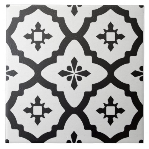 Ceramic Tile _ Black and White Victorian Pattern