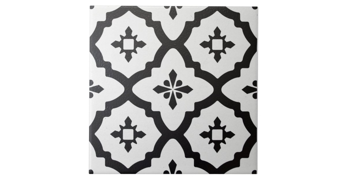 Ceramic Tile Black and White Victorian Pattern Zazzle