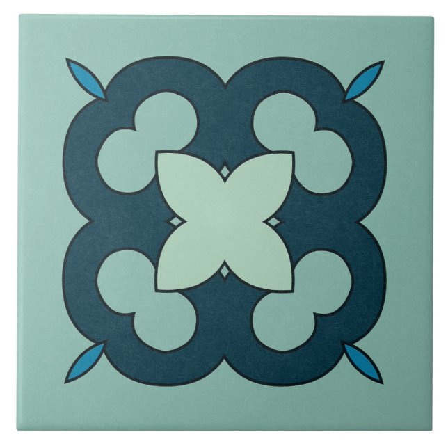 Ceramic Tile- Blue and Teal Textured Design Tile (Front)